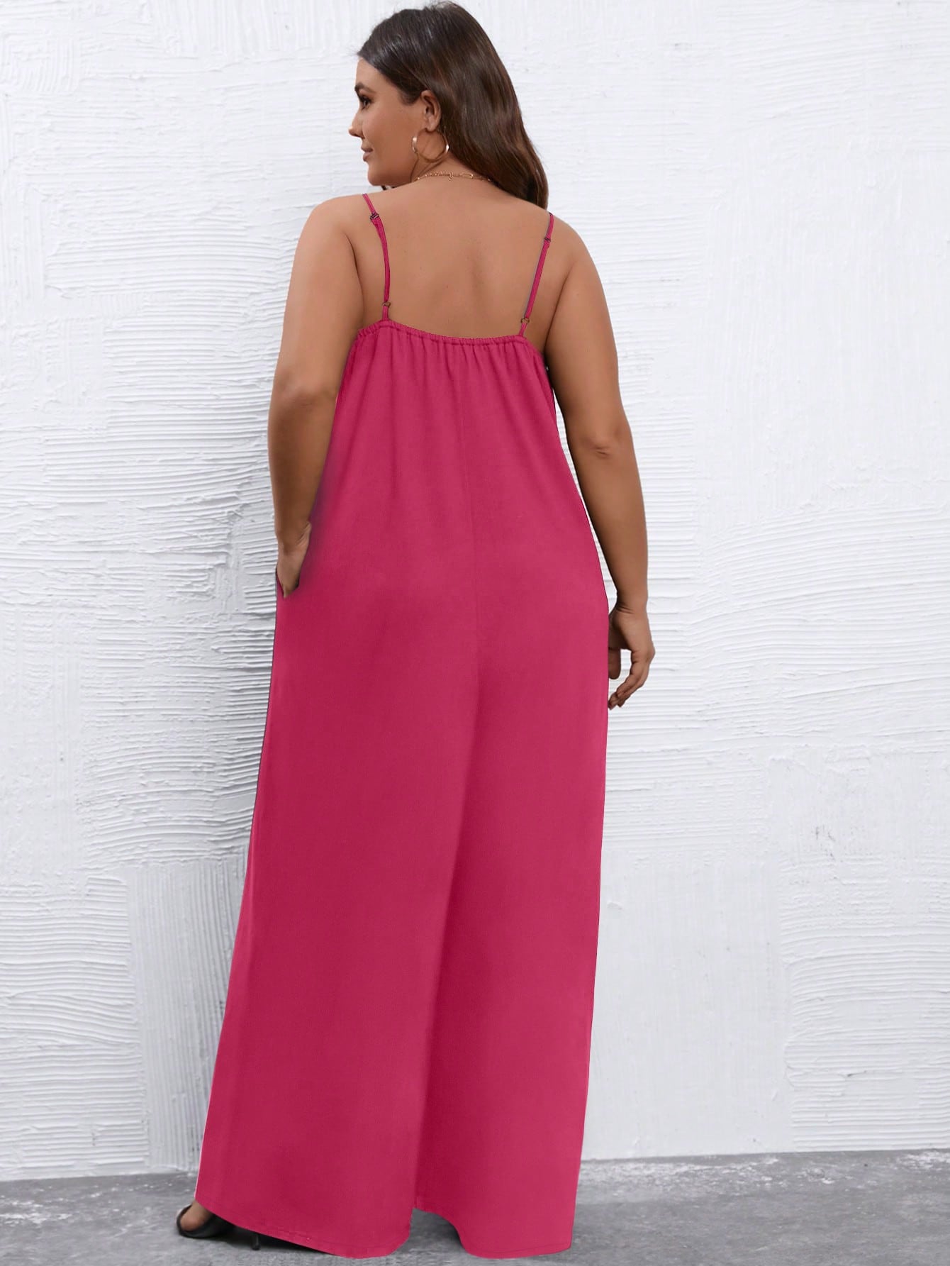 Plus Solid Wide Leg Cami Jumpsuit