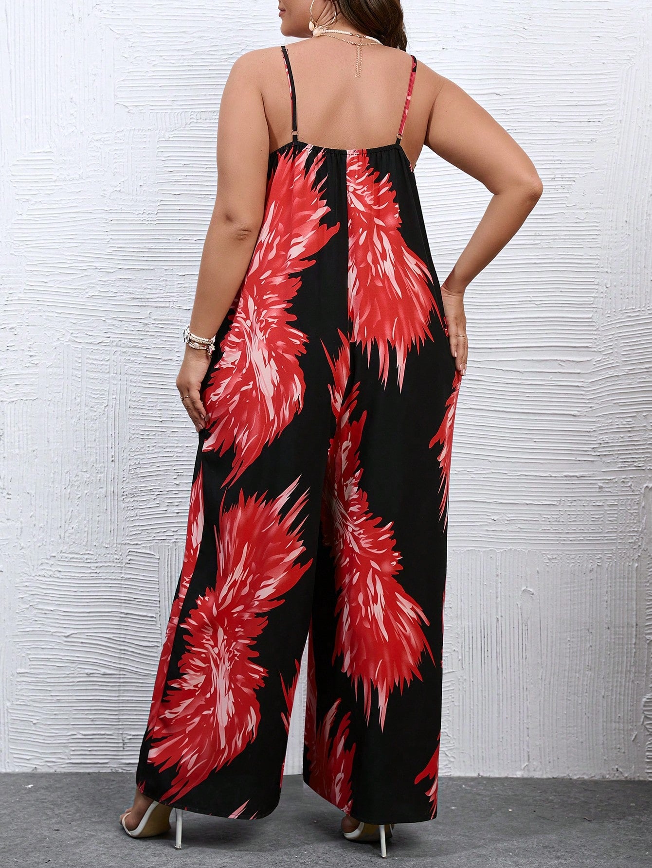 Plus Graphic Print Wide Leg Cami Jumpsuit