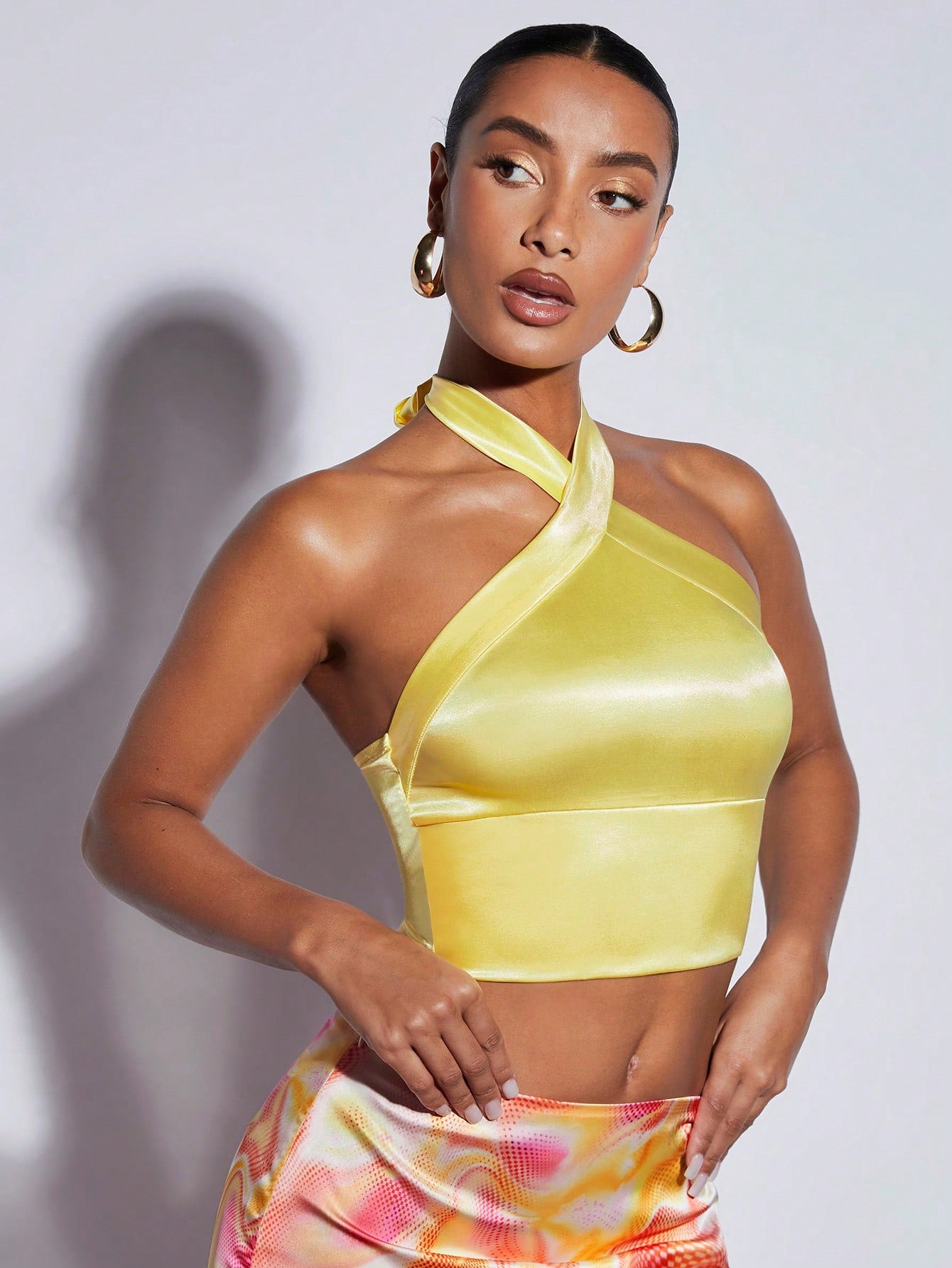 Solid Crop Halter Top
