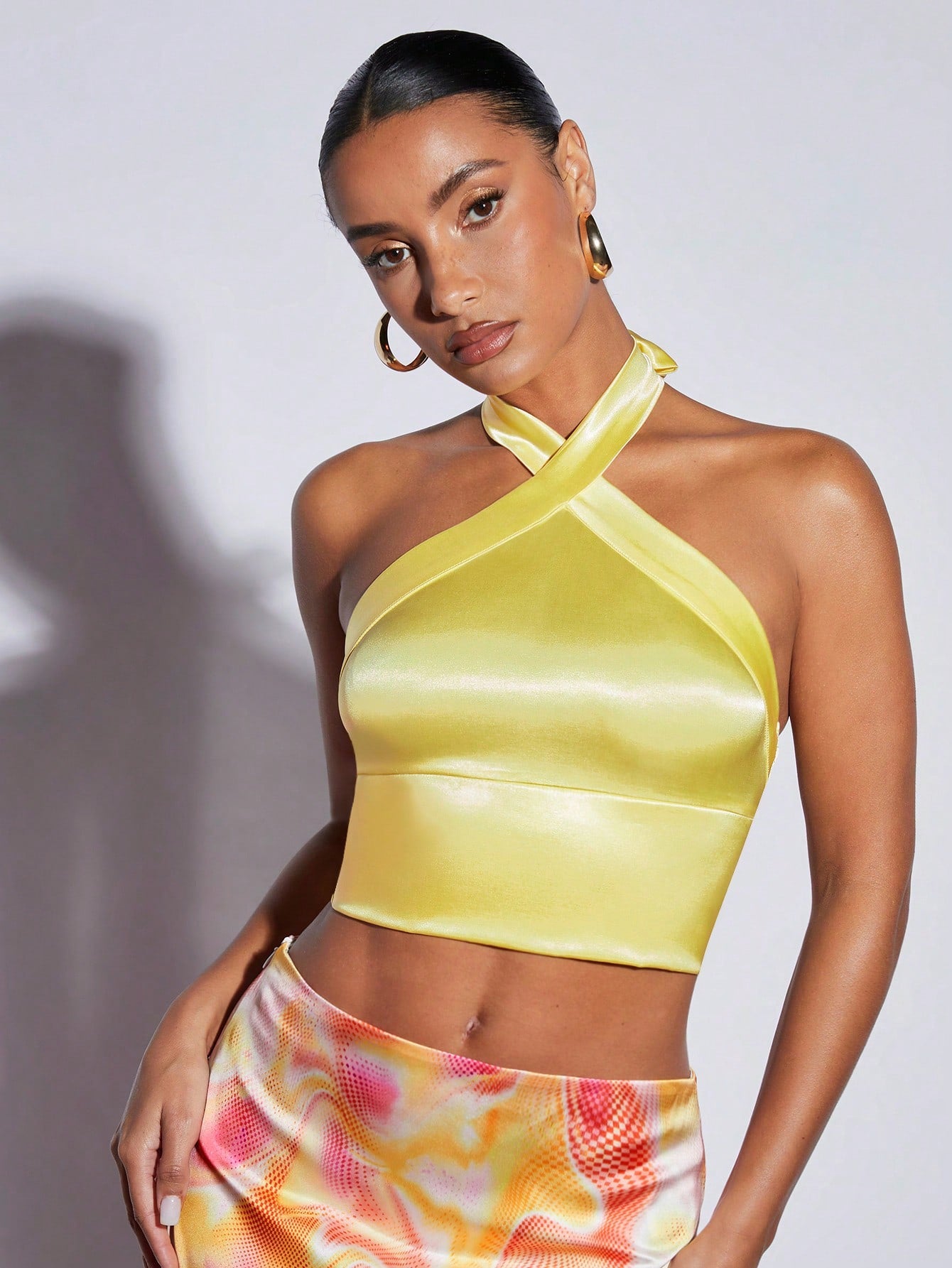 Solid Crop Halter Top