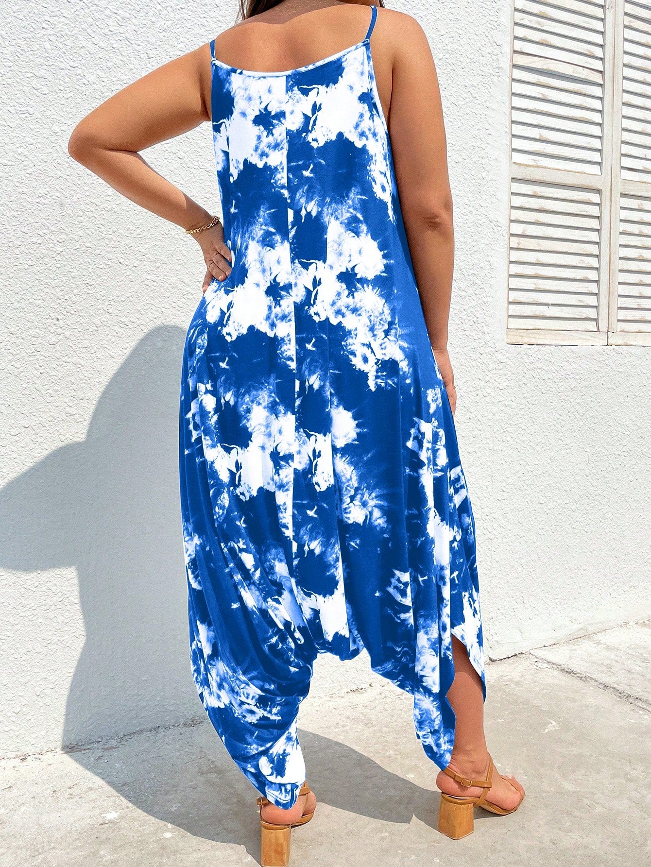 Plus Tie Dye Drop Crotch Cami Jumpsuit