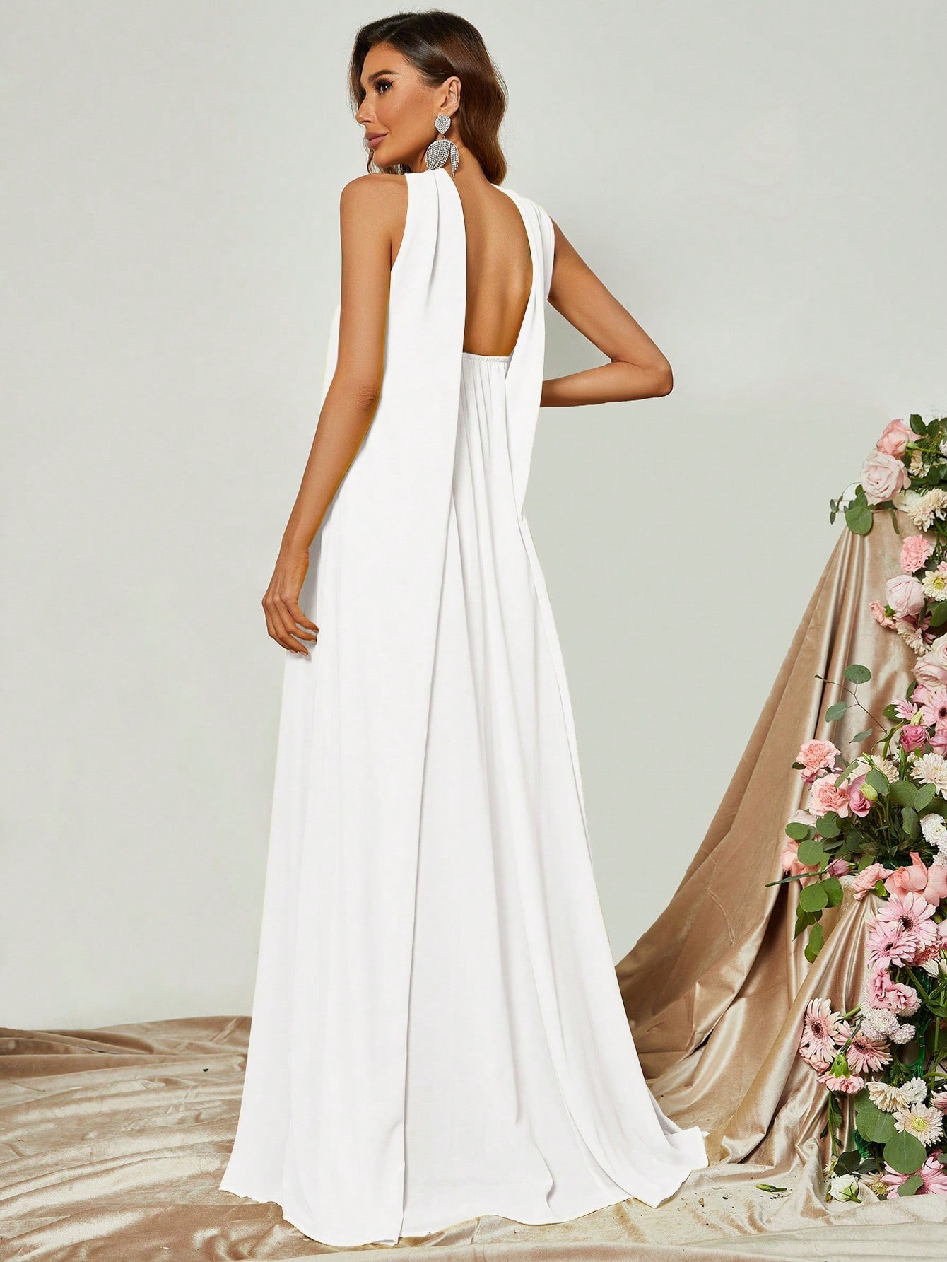 Choker Neck Backless Maxi Formal Dress