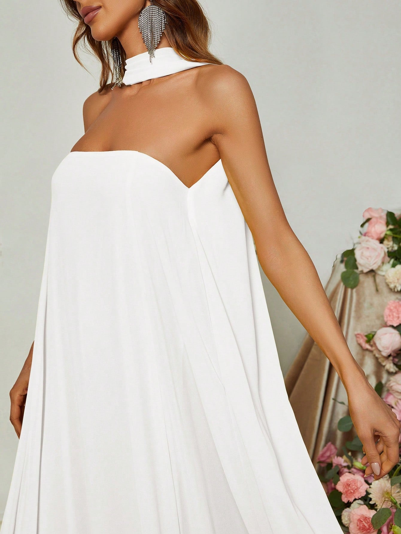 Choker Neck Backless Maxi Formal Dress
