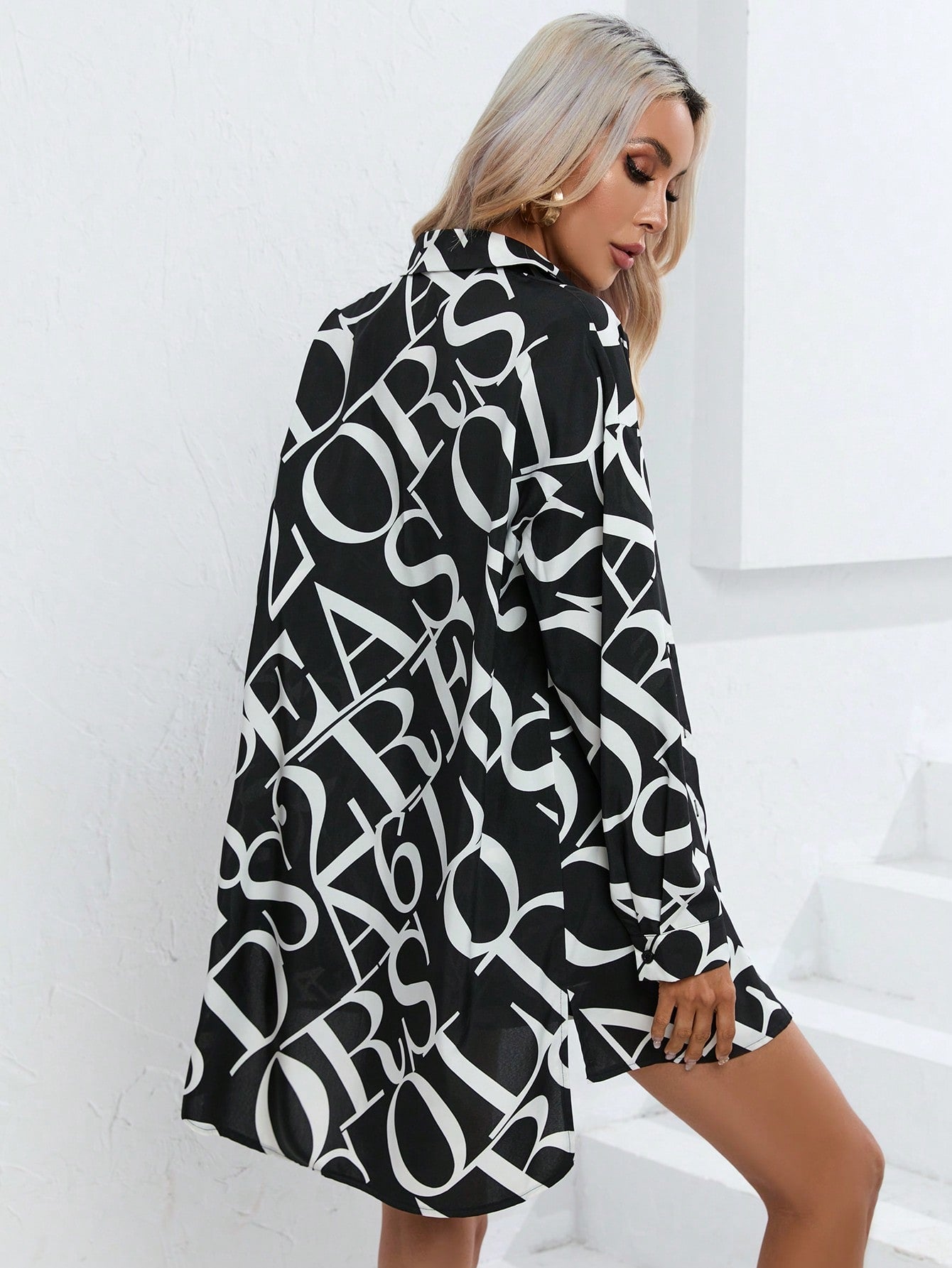 All Over Print Shirt Drawstring Waist Shorts