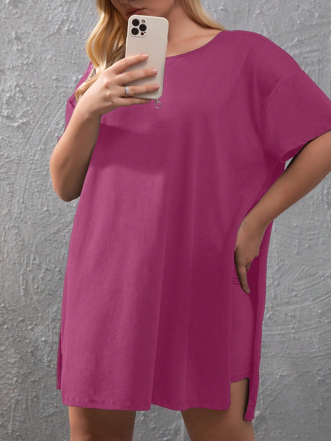 Plus Split Hem Tee Biker Shorts