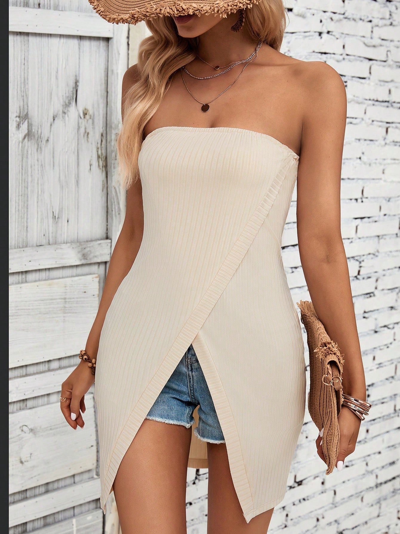 Solid Asymmetrical Hem Tube Top