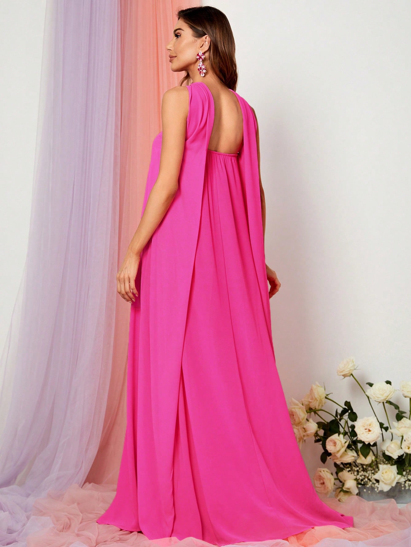 Choker Neck Backless Maxi Formal Dress