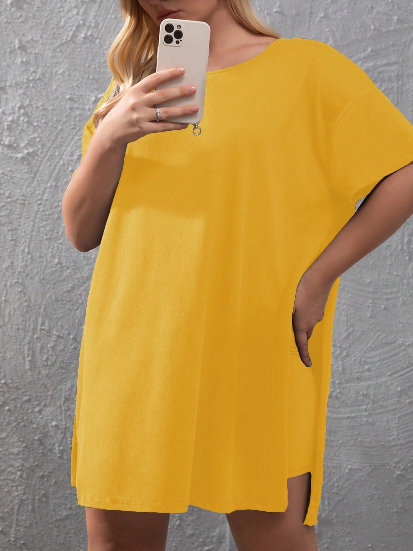 Plus Split Hem Tee Biker Shorts