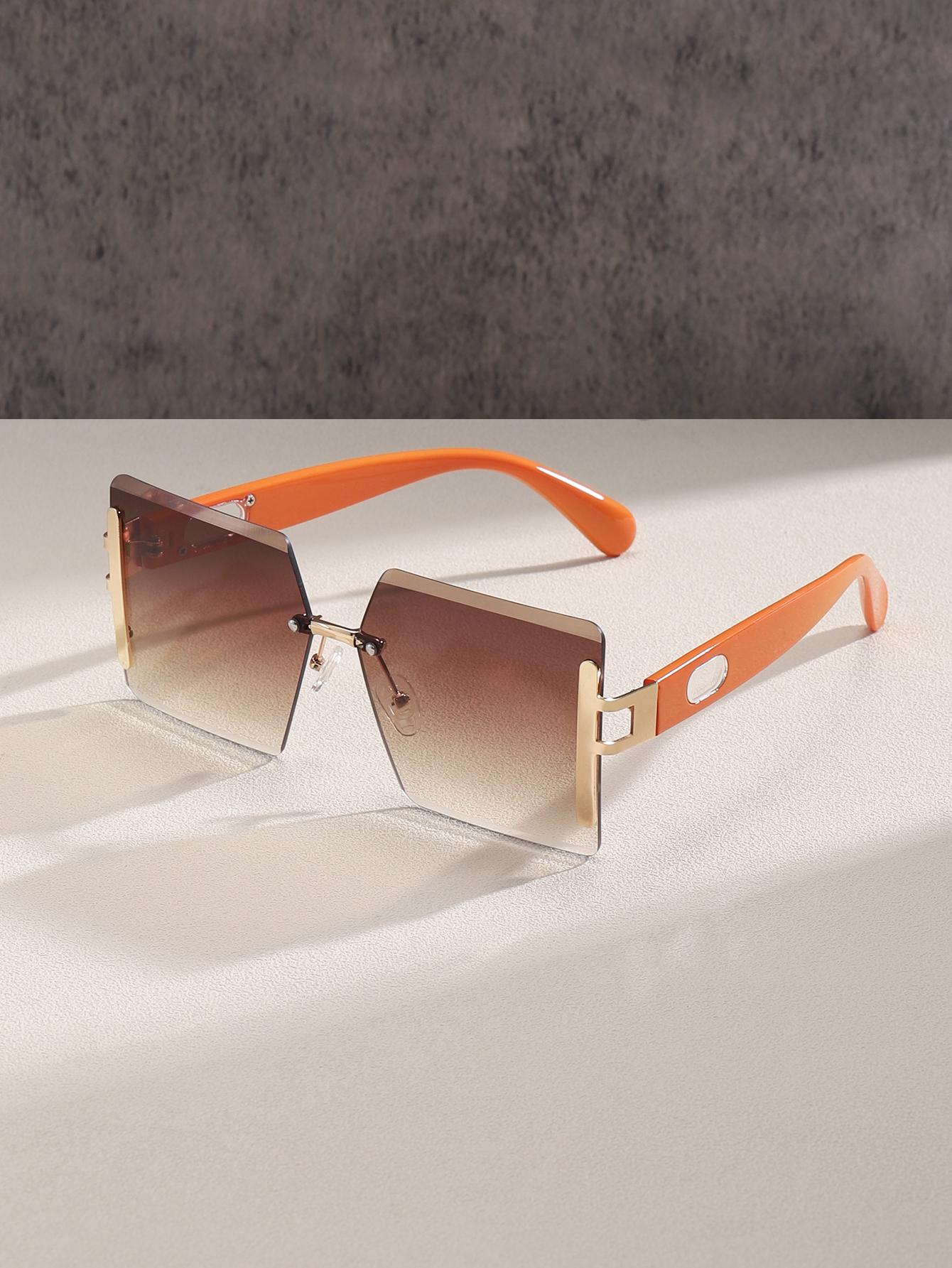 Ombre Lens Rimless Fashion Glasses