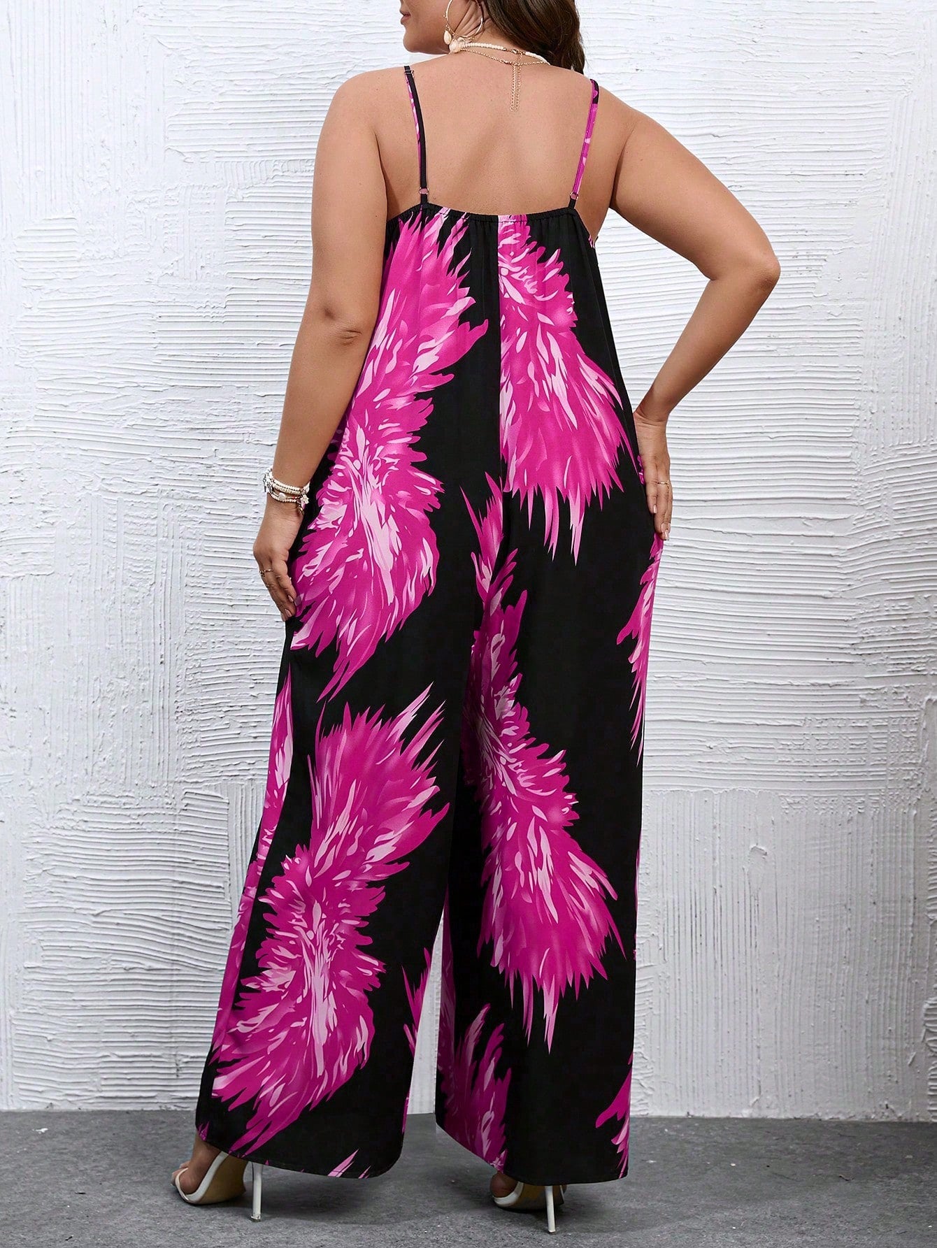 Plus Graphic Print Wide Leg Cami Jumpsuit