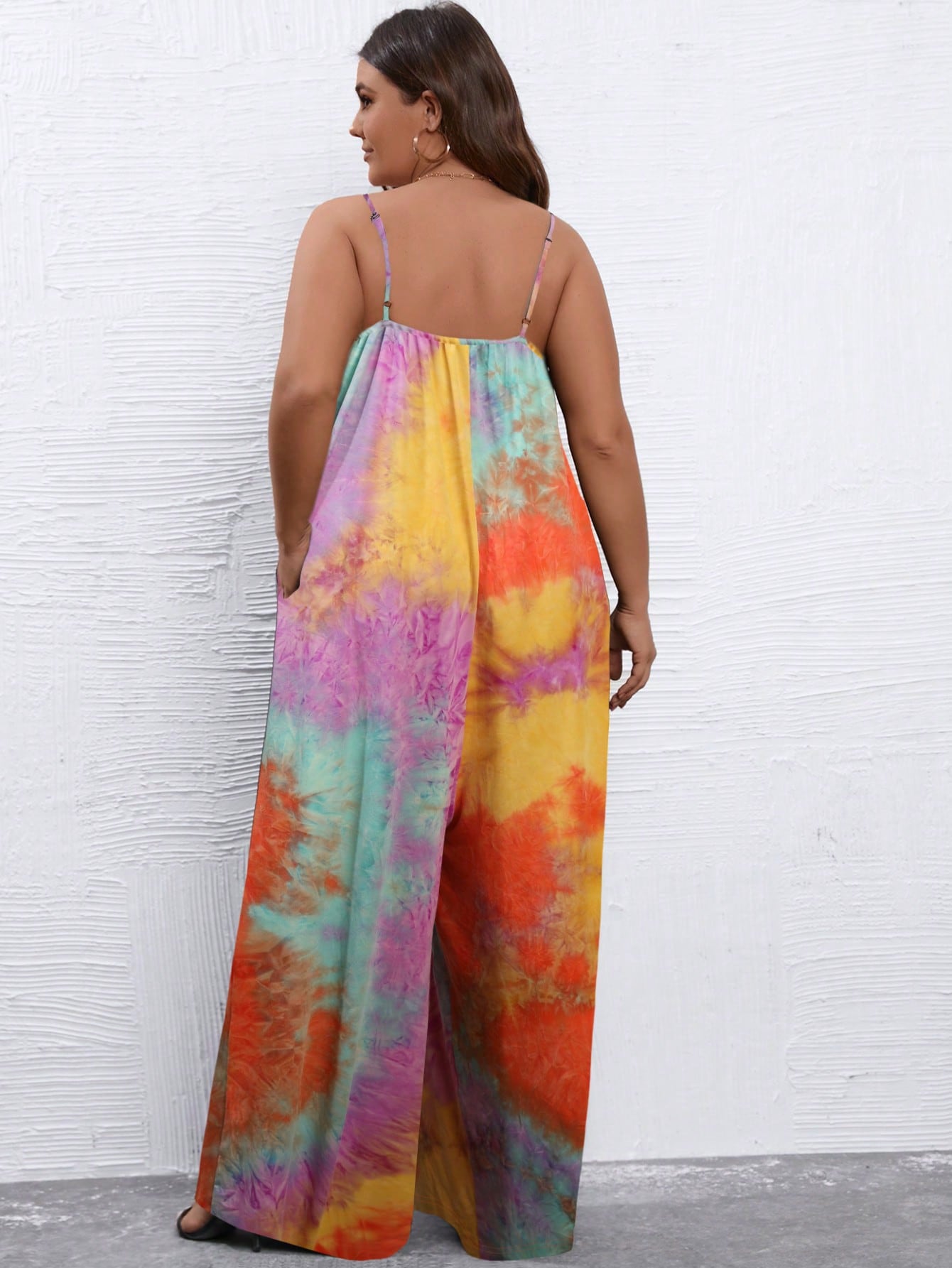 Plus Tie Dye Wide Leg Cami Jumpsuit