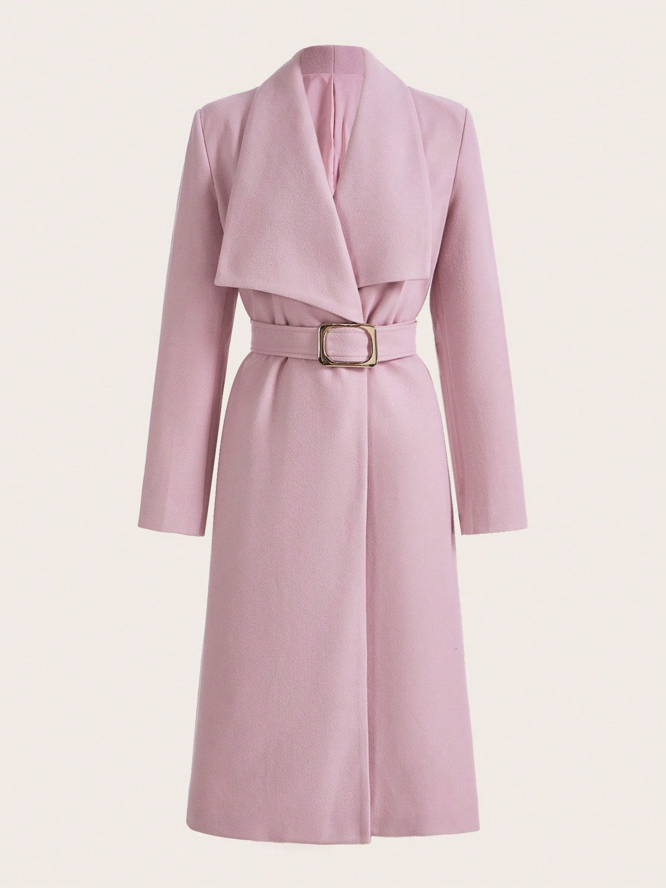 Waterfall Collar Belted Overcoat