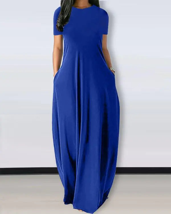 Short Sleeve Pocket Detail Casual Dress