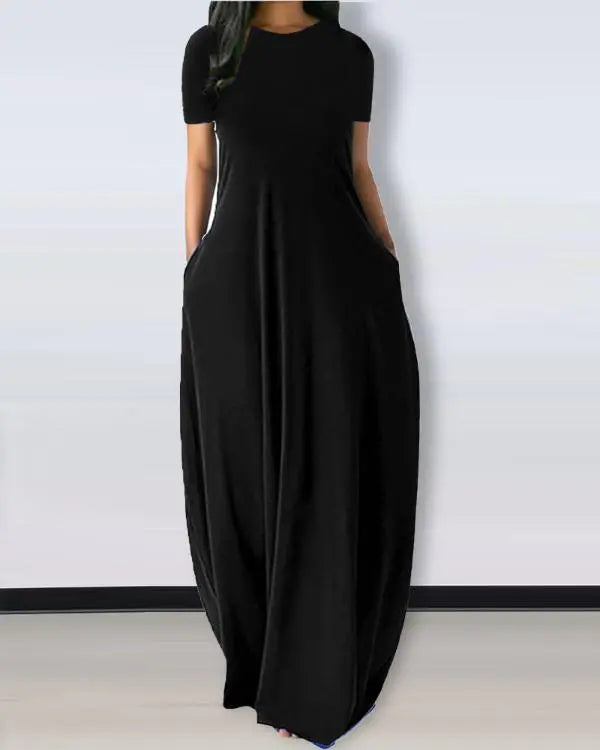 Short Sleeve Pocket Detail Casual Dress
