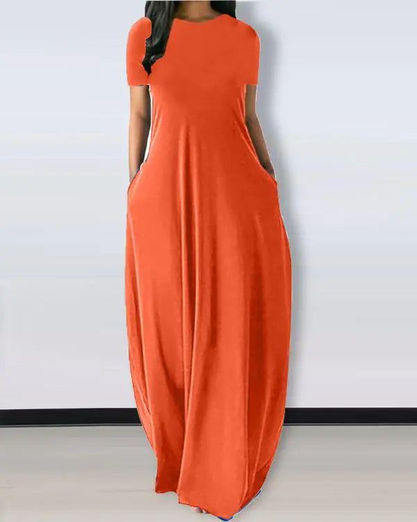 Short Sleeve Pocket Detail Casual Dress