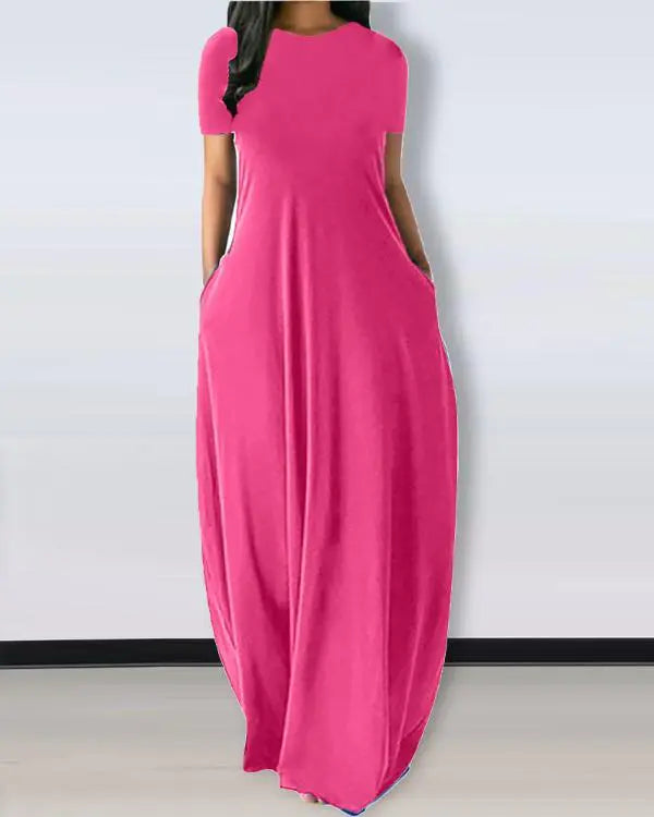 Short Sleeve Pocket Detail Casual Dress
