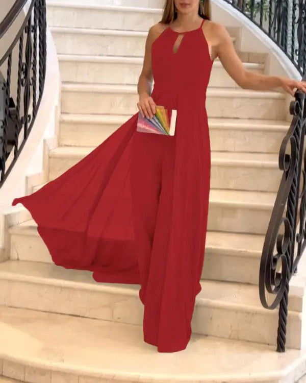 Sleeveless Ruched Asymmetrical Jumpsuit