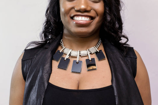 Black Sheer Skirt and Faux Leather Vest