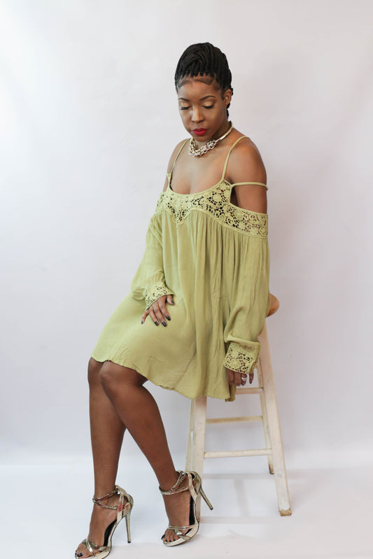 Crochet Lace Cold Dress