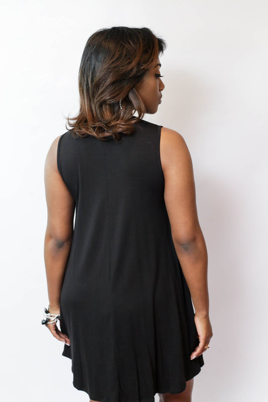 Black Sleeveless Swing Dress