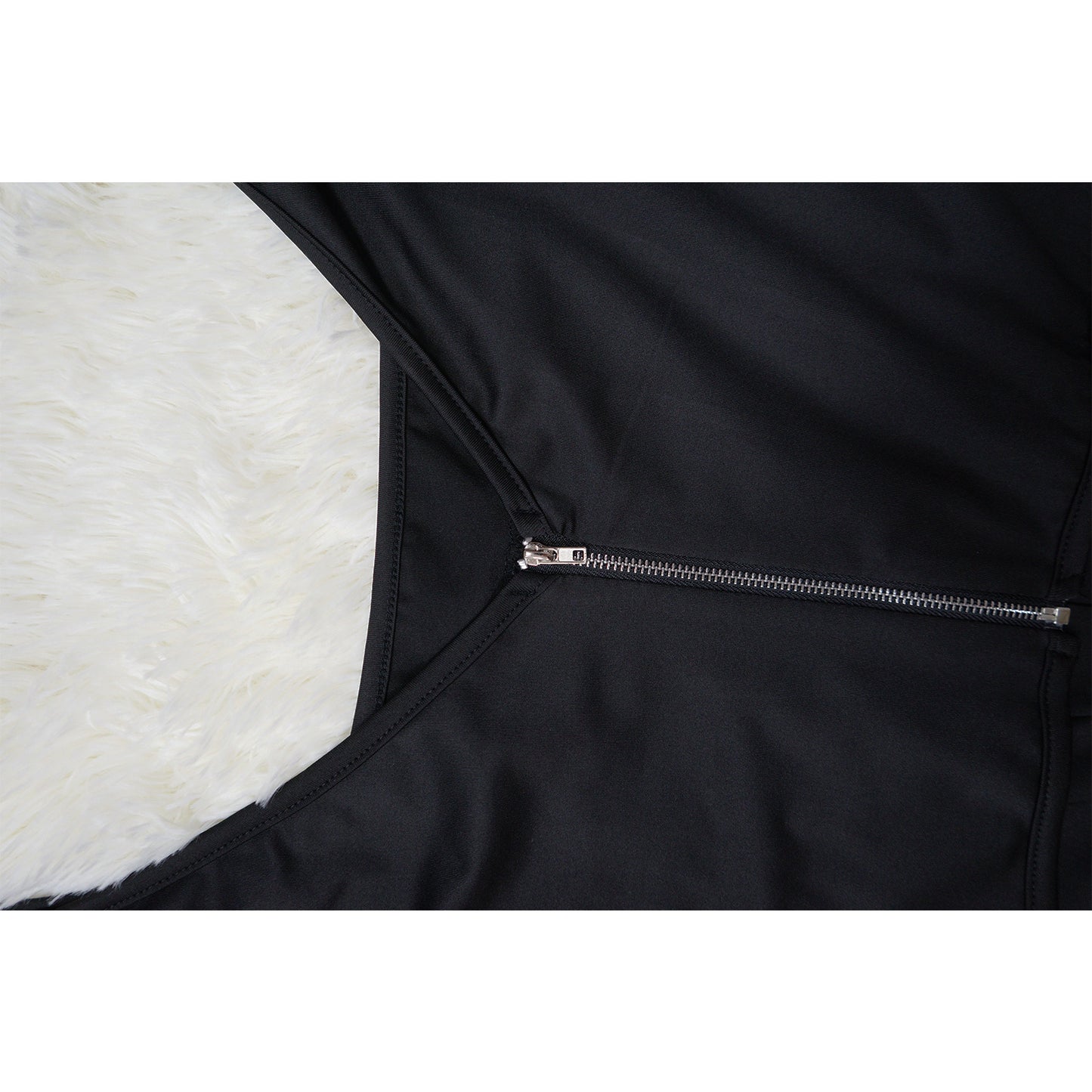 Women Clothing Autumn Square Collar Backless Ostrich Wool Solid Color