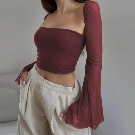 Long Sleeve Slim Two Piece Tube Top Set