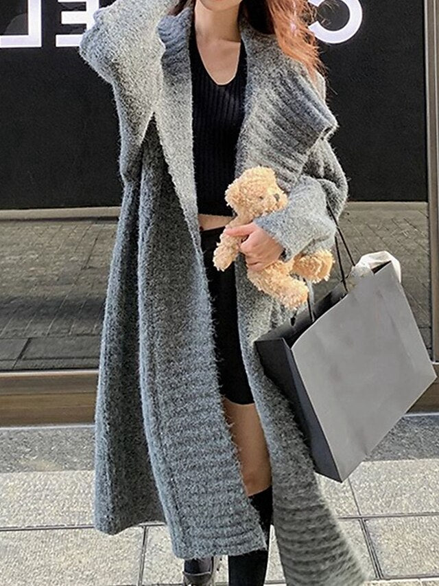 Women's Cardigan Sweater Shirt Collar Knit Oversized Sweater