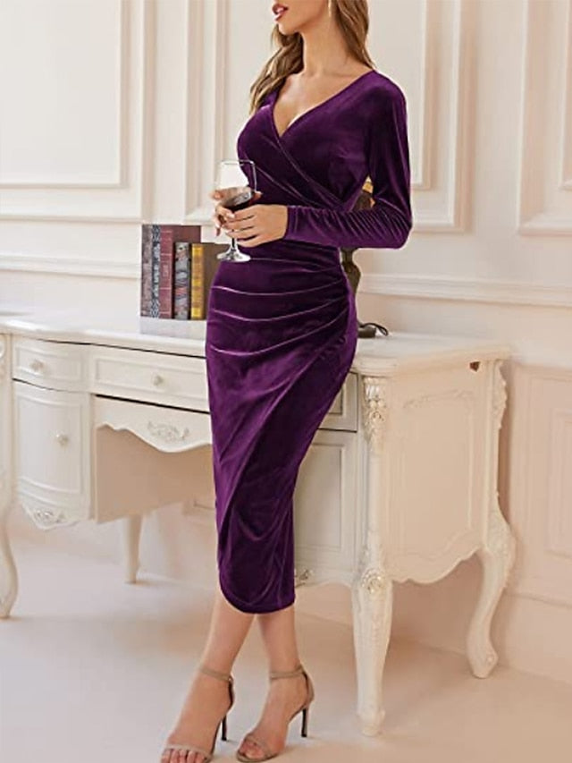 Women's Party Velvet Long Sleeve Dresses
