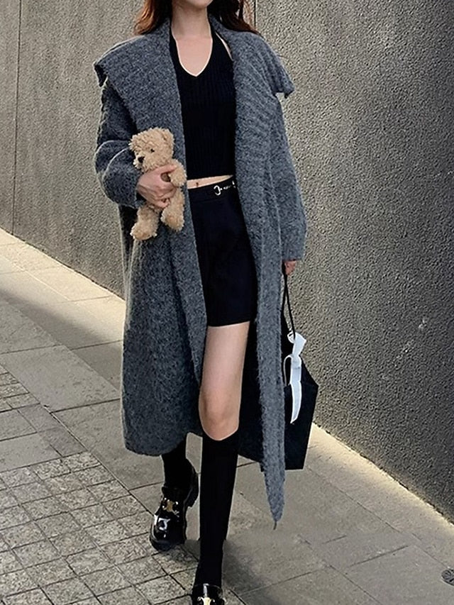 Women's Cardigan Sweater Shirt Collar Knit Oversized Sweater