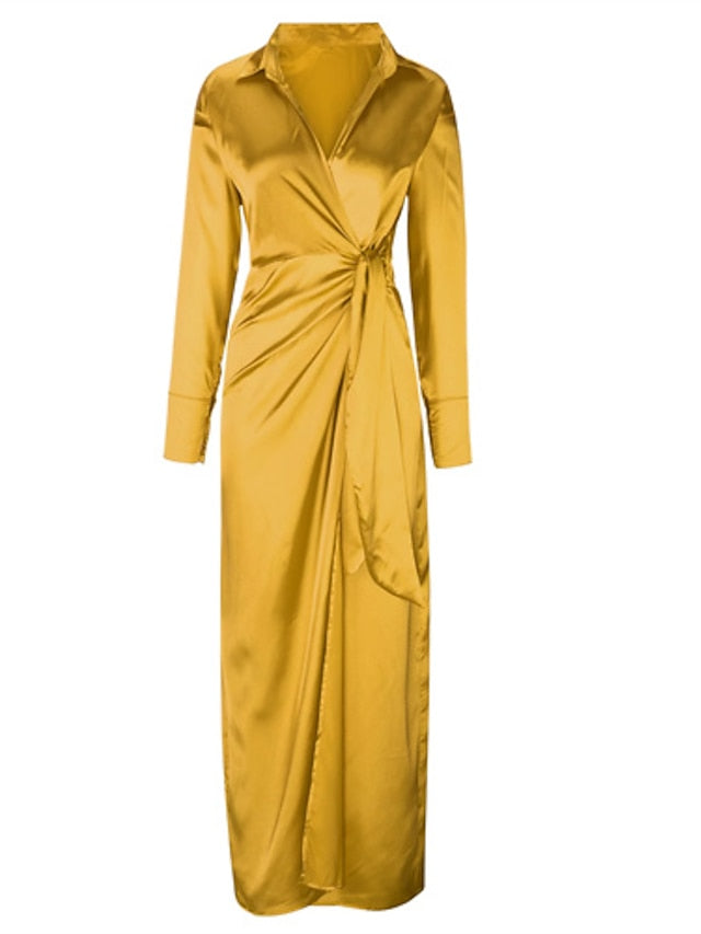 Women's Long Wrap Shirt Dress