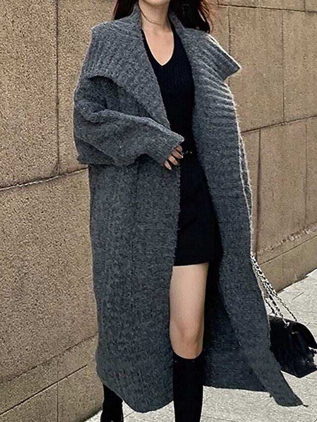 Women's Cardigan Sweater Shirt Collar Knit Oversized Sweater