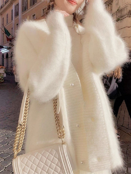 Women's Winter Cardigan Sweater Open Front Ribbed Knit