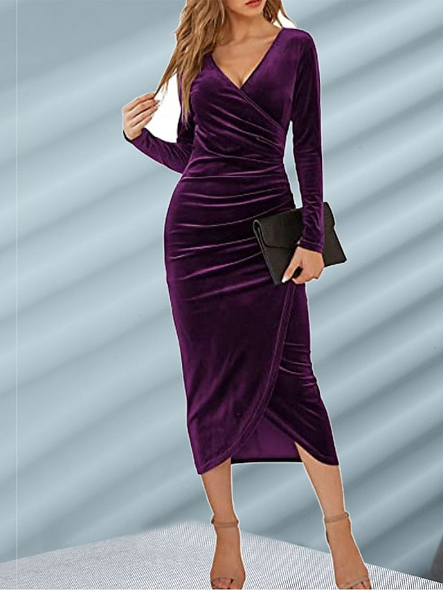 Women's Party Velvet Long Sleeve Dresses