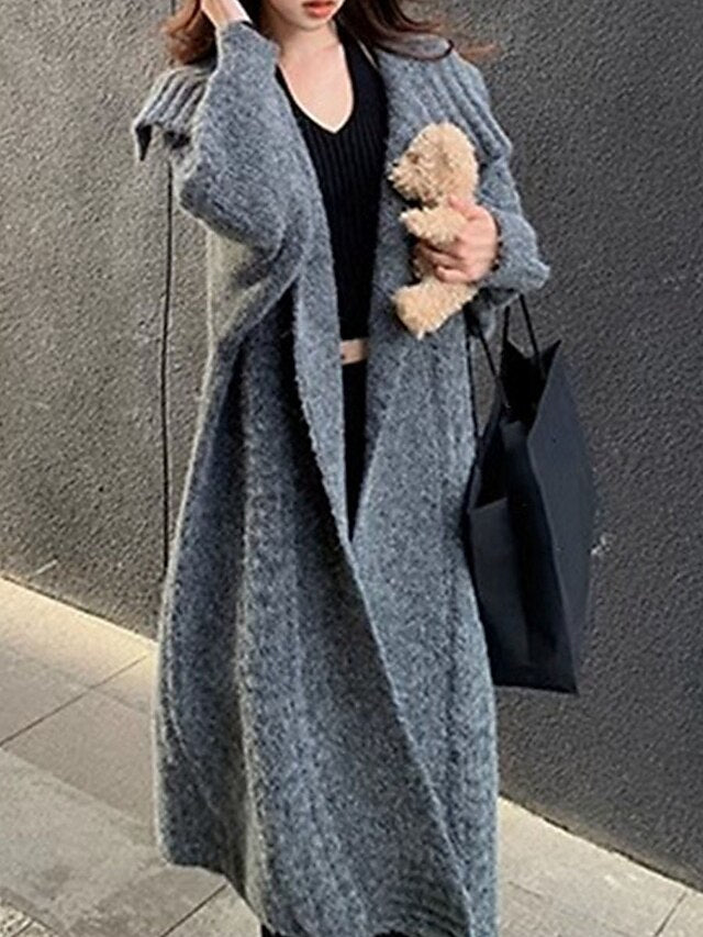 Women's Cardigan Sweater Shirt Collar Knit Oversized Sweater