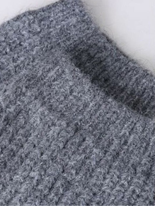 Cardigan Sweater Crew Neck Ribbed Knit with Pockets