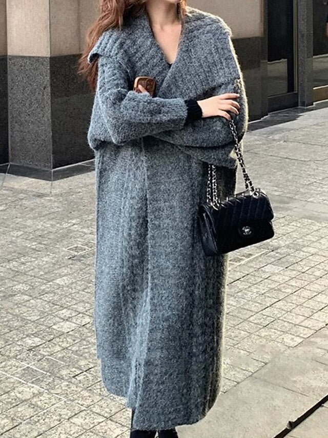 Women's Cardigan Sweater Shirt Collar Knit Oversized Sweater