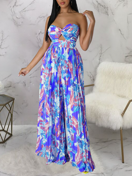 Sexy backless printed jumpsuit