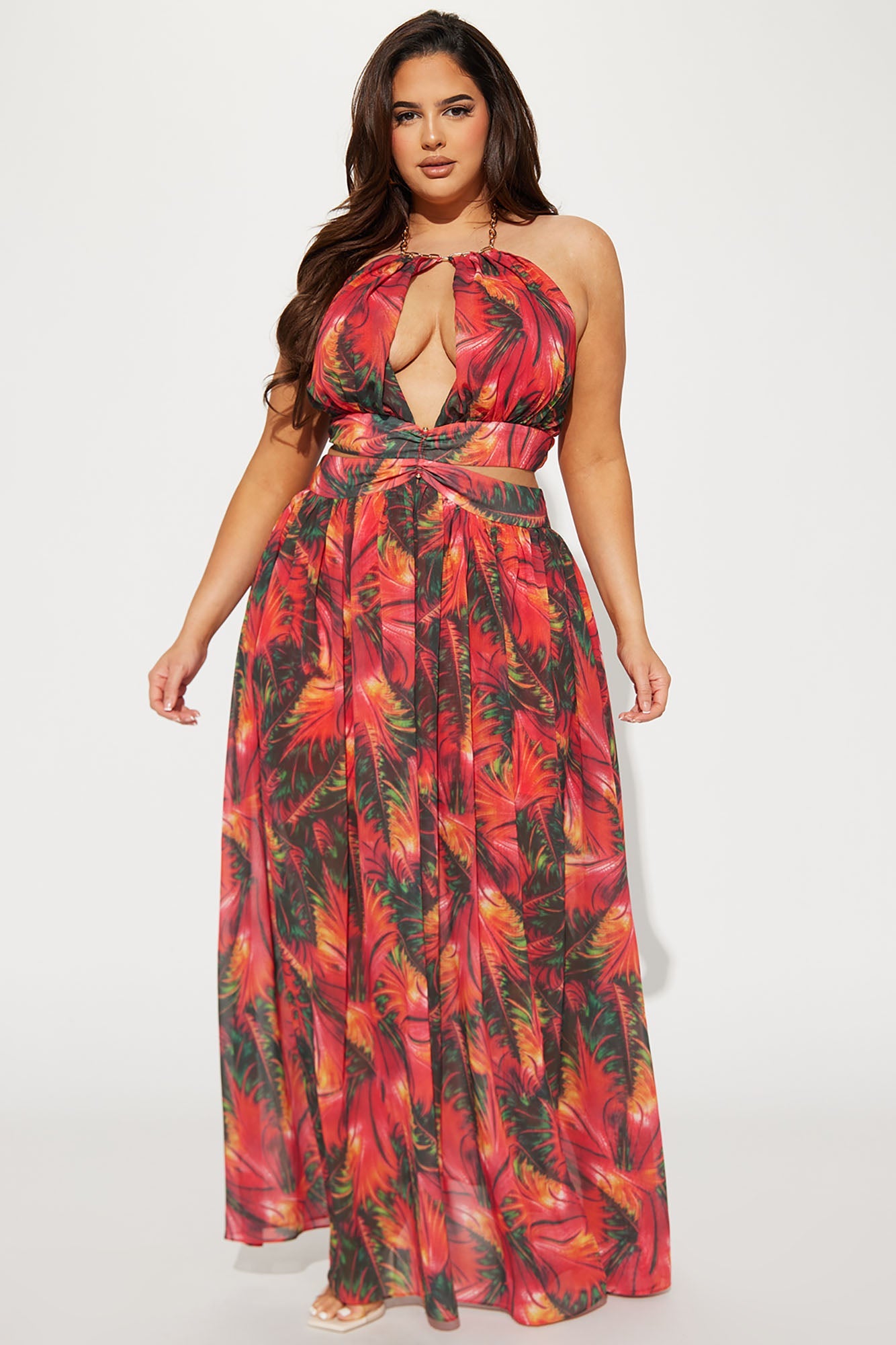 Hot In The Tropics Maxi Dress - Red/combo