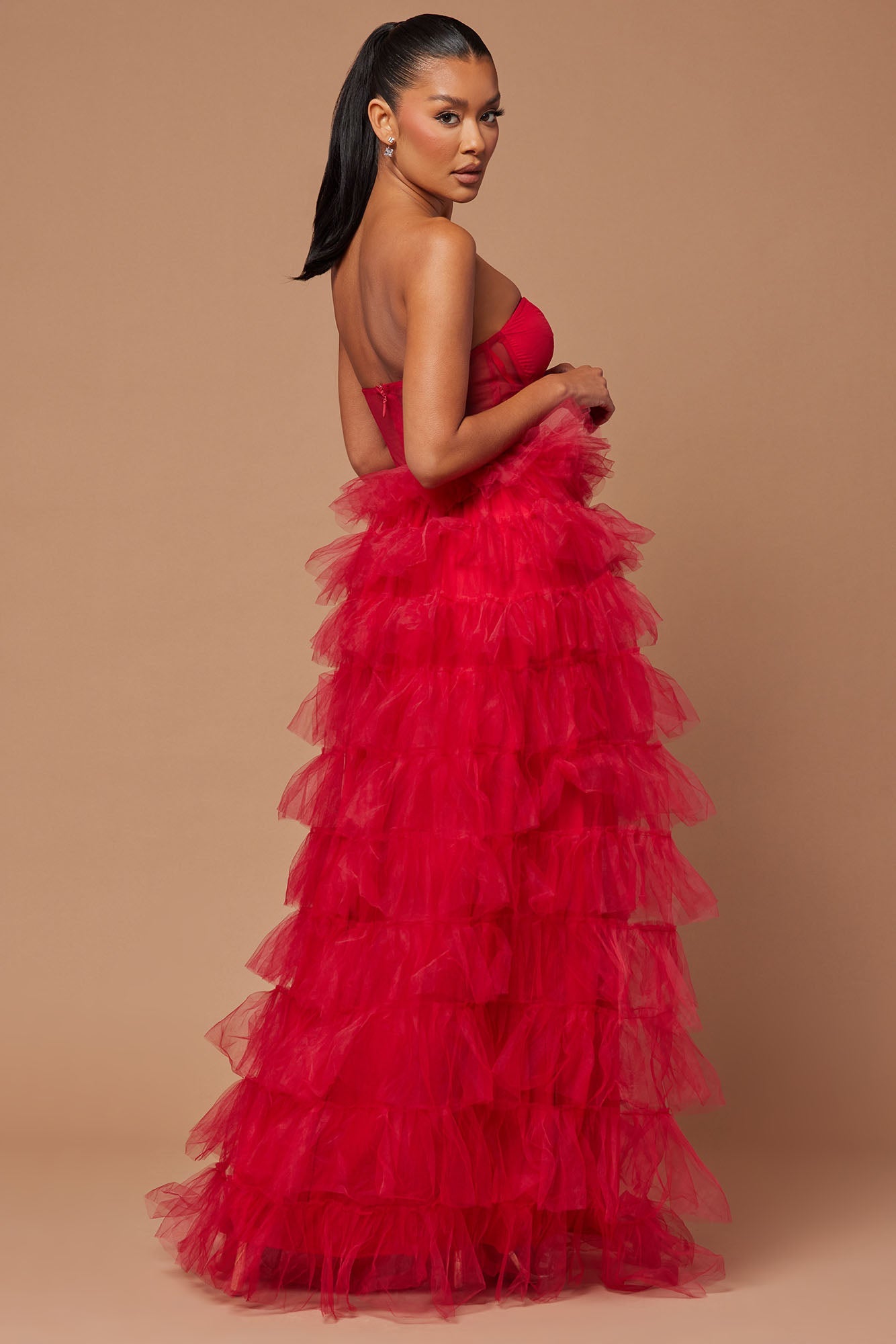 Lidia Tulle Gown - Red