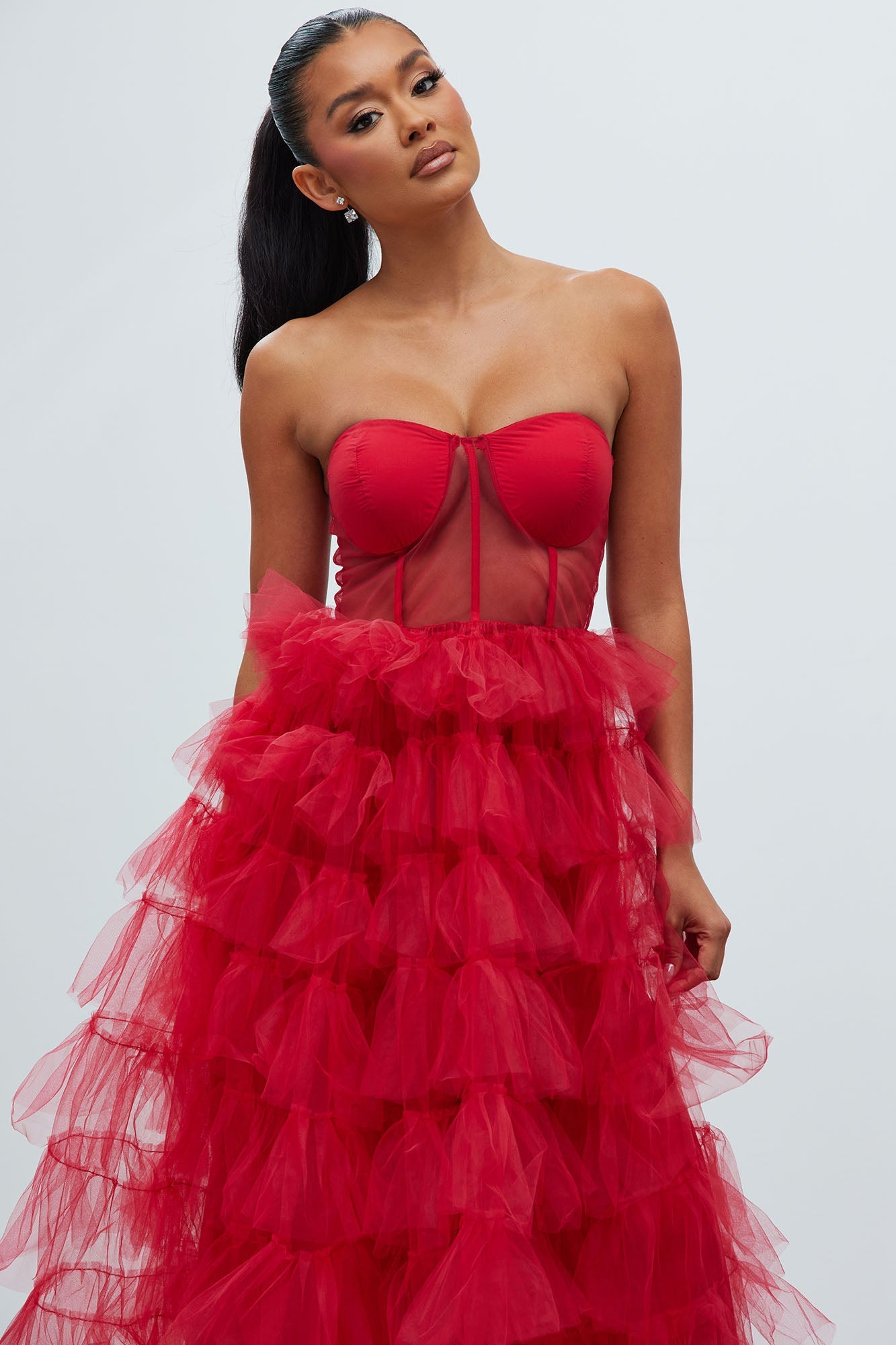 Lidia Tulle Gown - Red