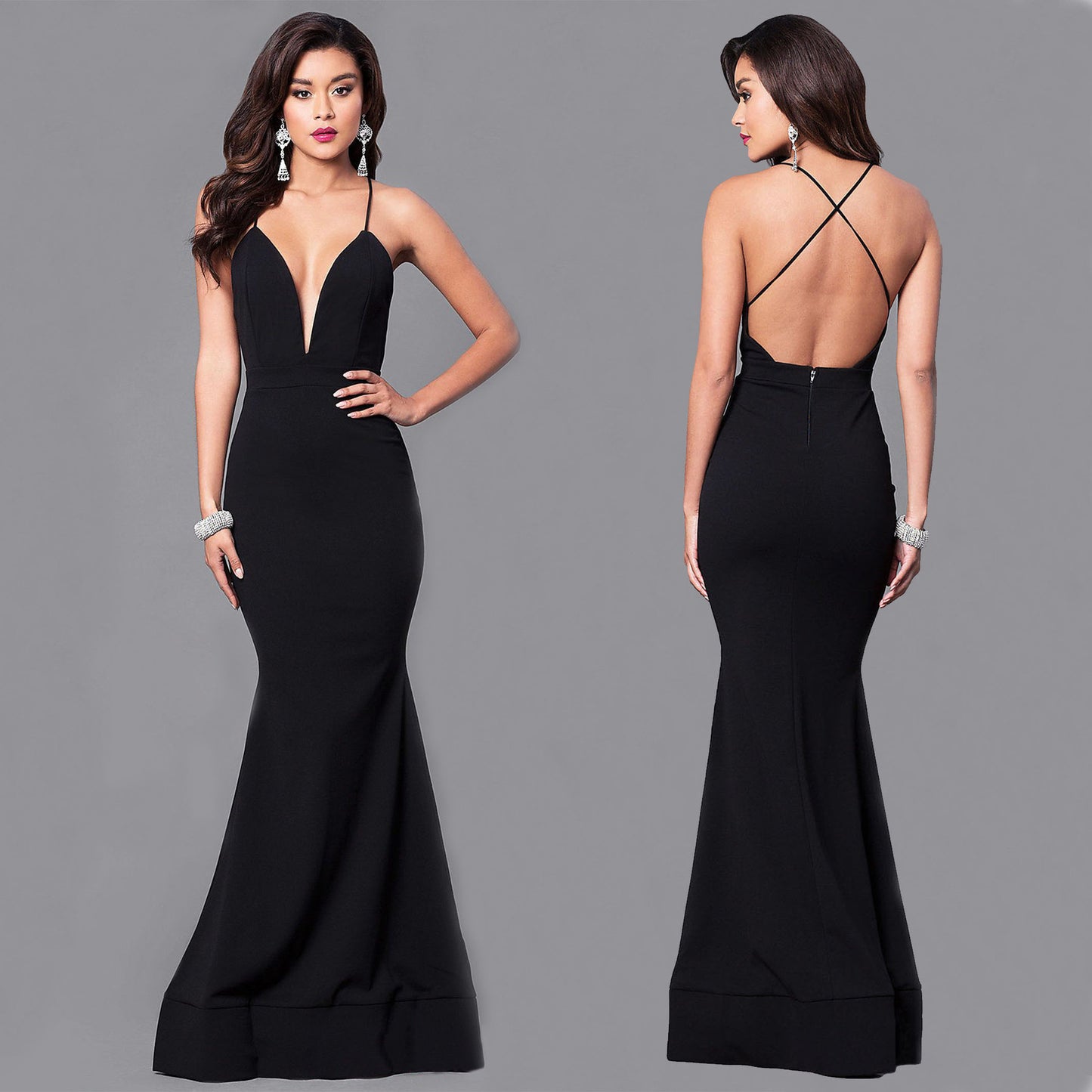 Maxi Sexy Cross Strap Backless Elegant Evening Dress