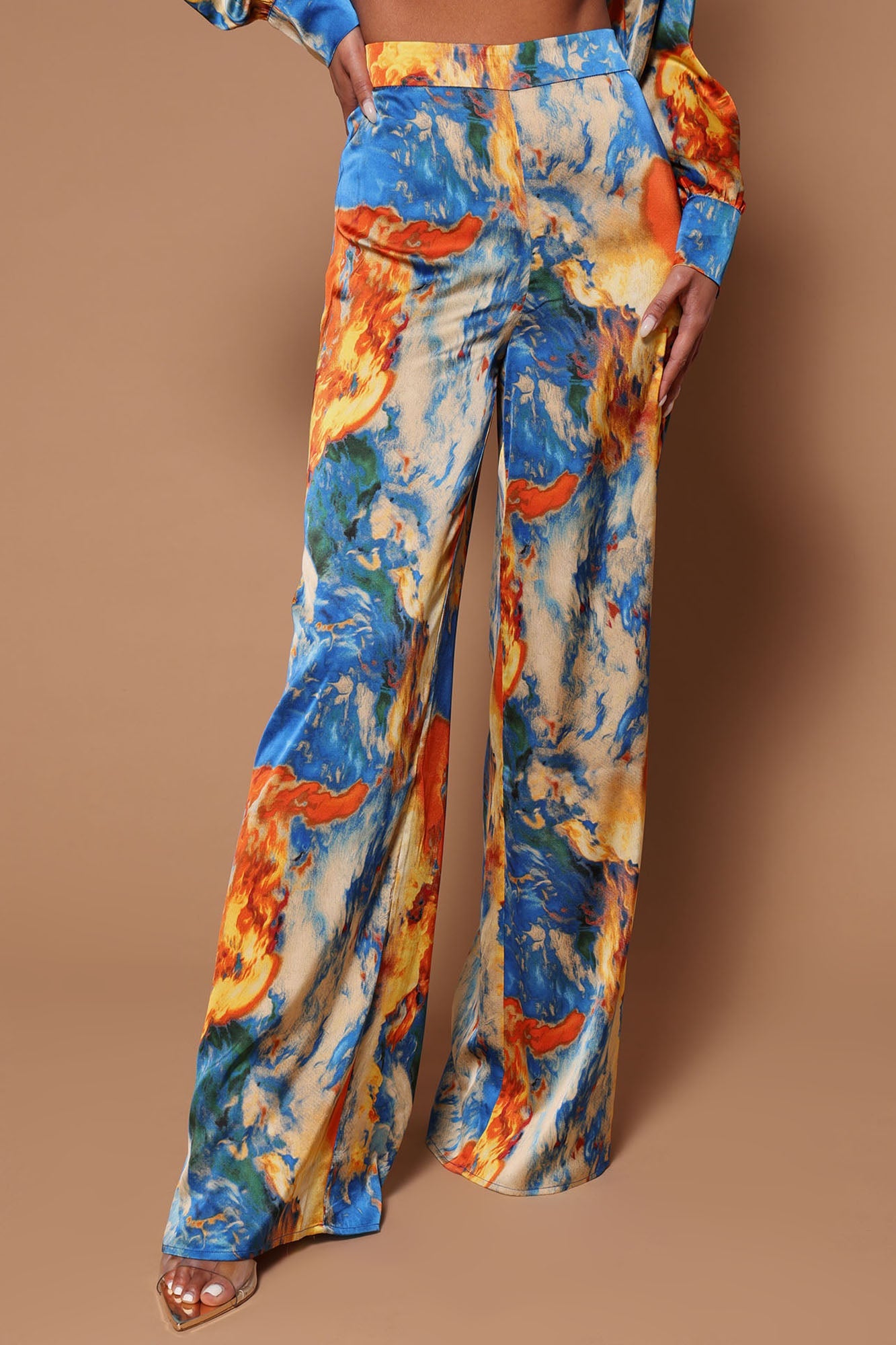 Sadie Wide Leg Pant - Royal/combo