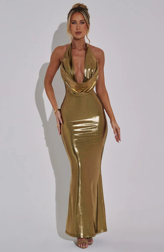 Smokin Hot Bodycon Swing Collar Halterneck Party Dress