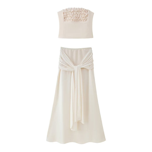 Vacation Sexy Tube Top Ribbon Skirt Sets