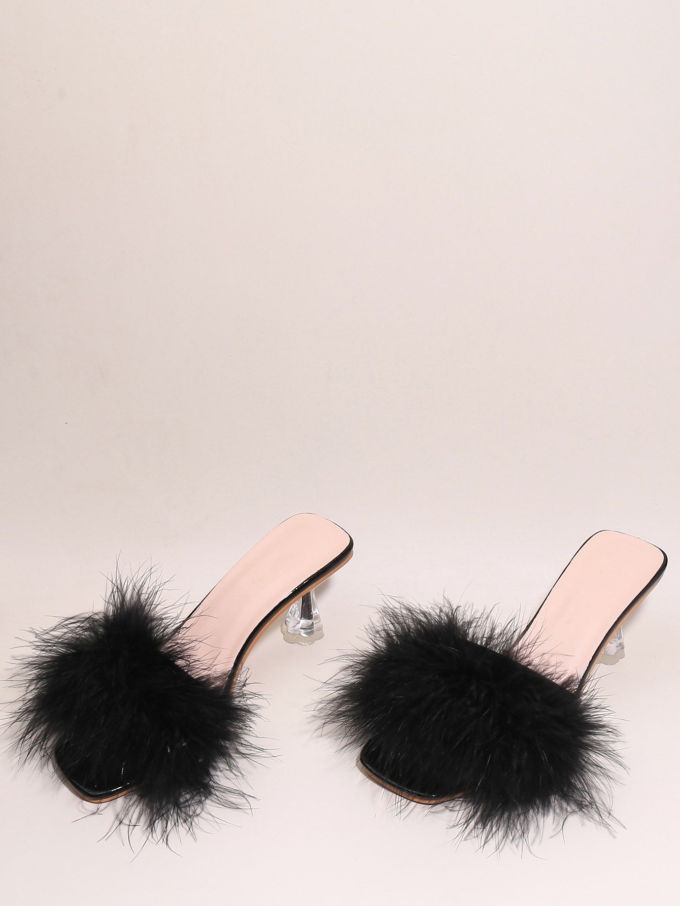 Women Fluffy Decor Sculptural Heeled Mule Sandals