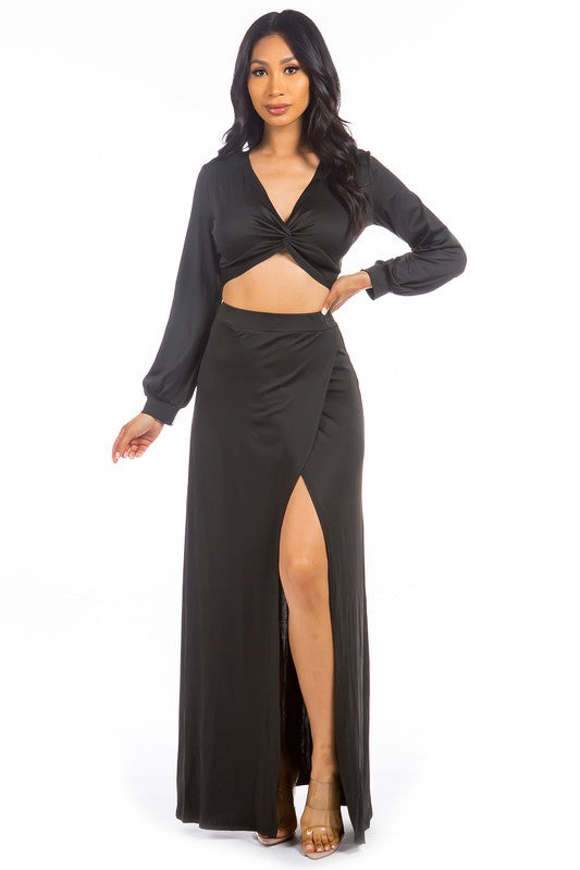 Sexy Two Piece Crop Top And Skirt Set