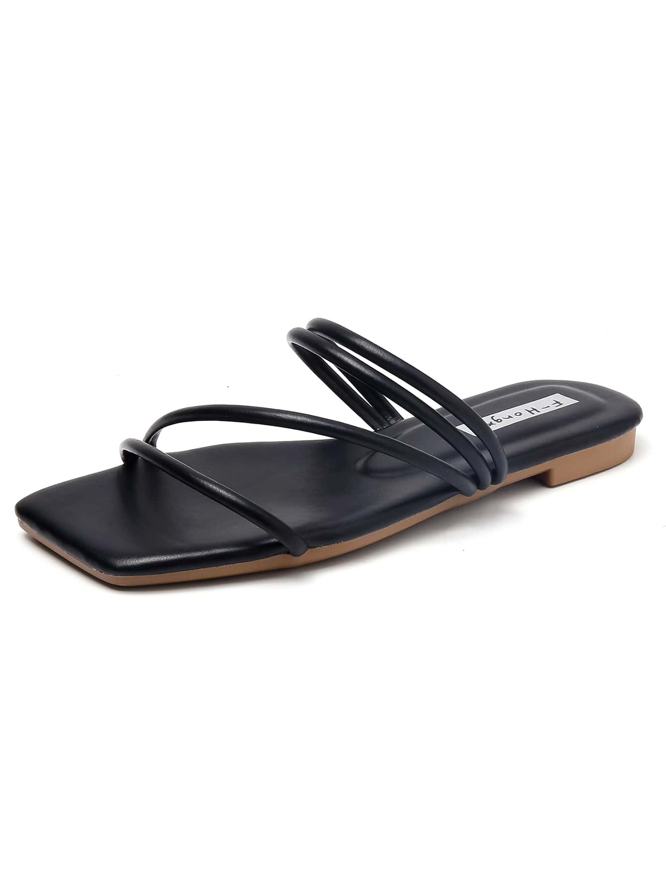 Women's Casual Strap Slip-on Flat Sandals, Square Toe Beach Style, Comfortable And Lightweight