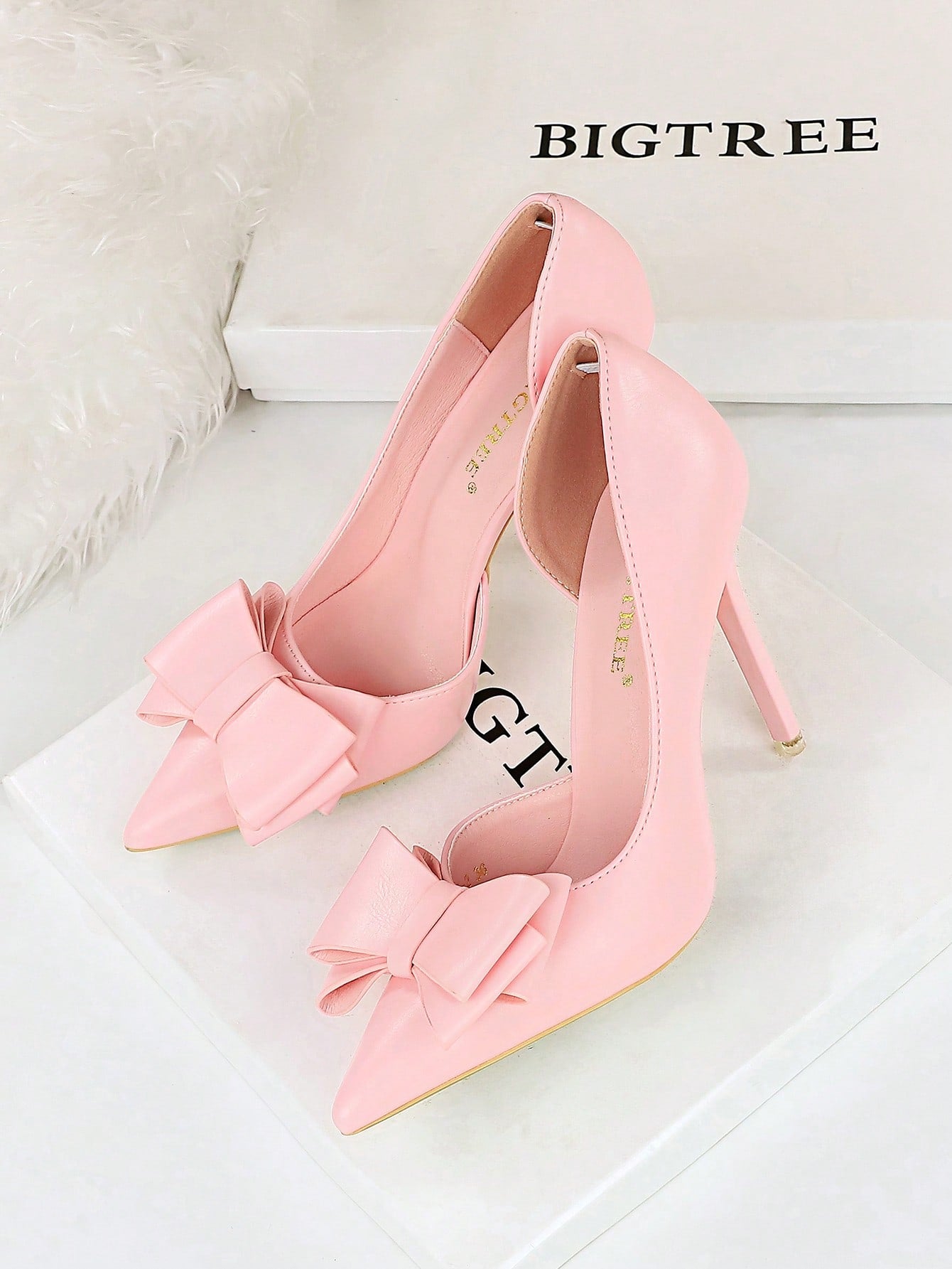 Women Bow Detail Stiletto Heeled Court Pumps, Fashionable Point Toe Pumps