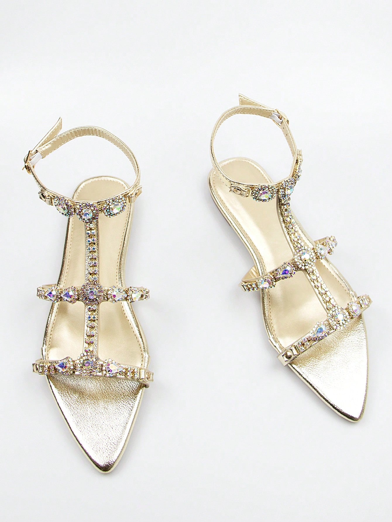 Women Rhinestone Decor Ankle Strap Sandals, Glamorous Sandals