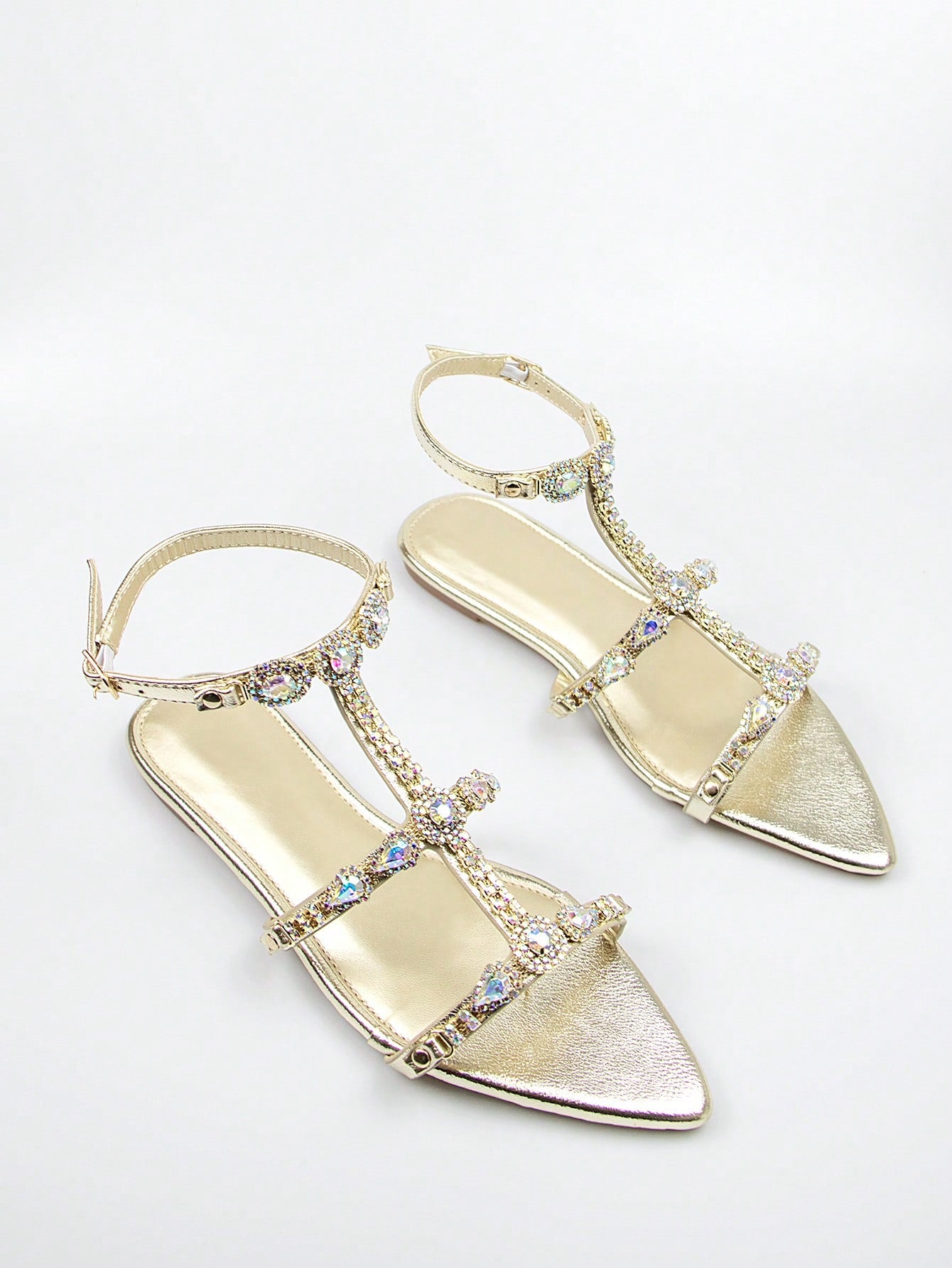 Women Rhinestone Decor Ankle Strap Sandals, Glamorous Sandals